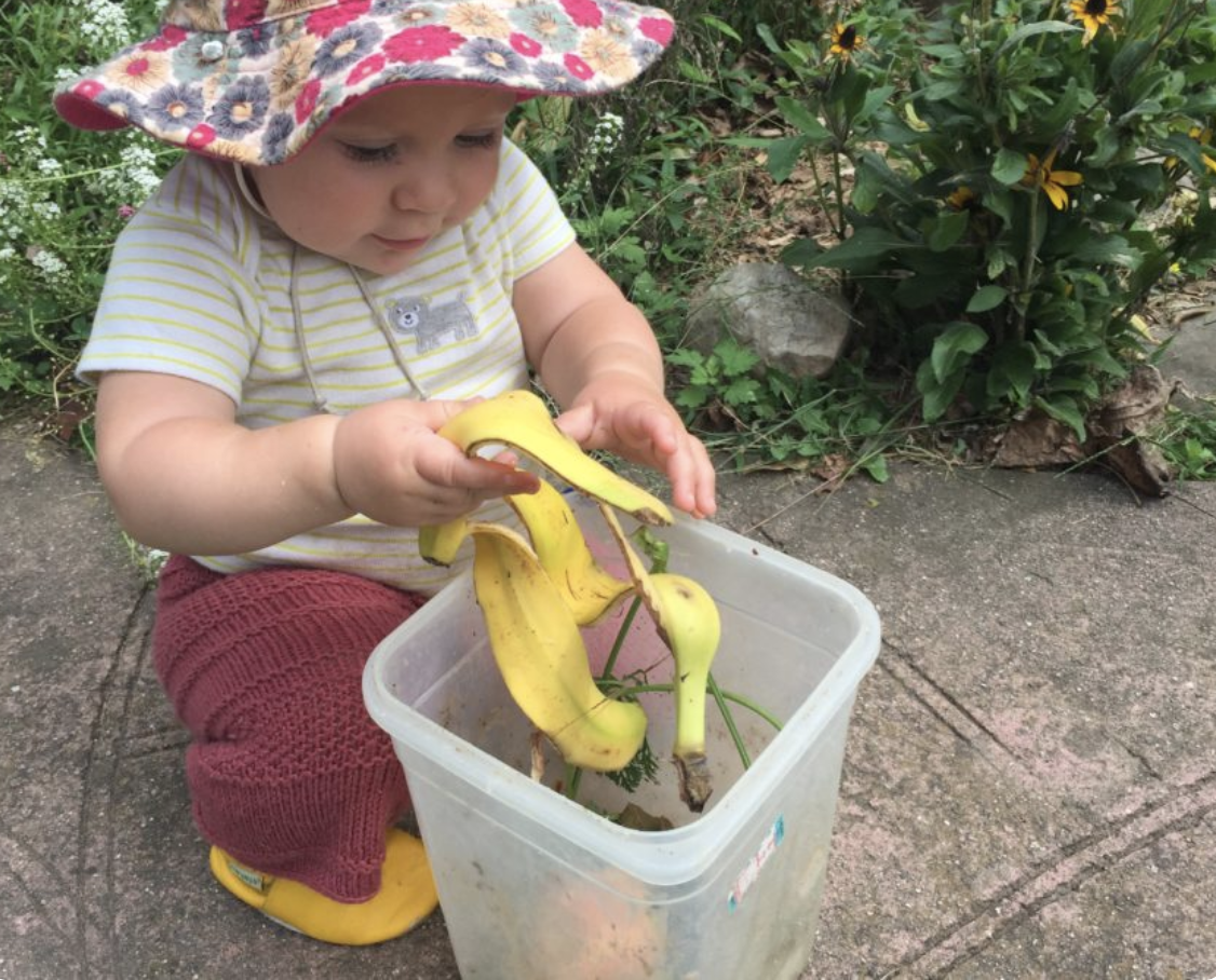 Banana peel and a child